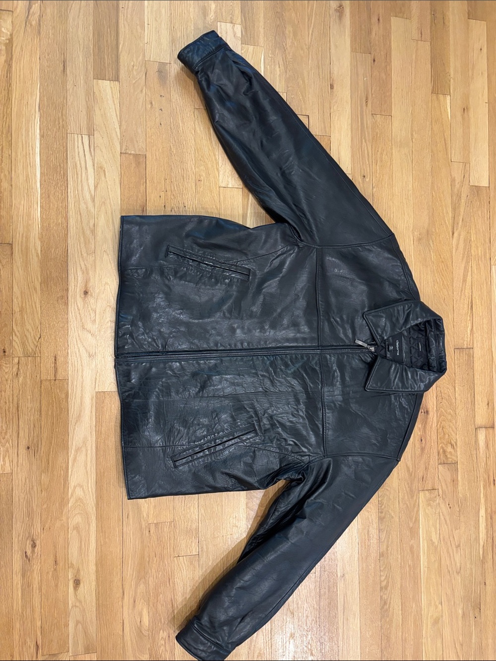 Claiborne Men's Black Leather Bomber Jacket